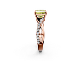 Rose gold Fancy Yellow Princess  Cut Twist Band Solitaire Diamond Ring with Pavé Setting_5