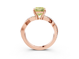 Rose gold Fancy Yellow Princess  Cut Twist Band Solitaire Diamond Ring with Pavé Setting_6