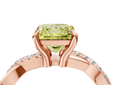 Rose gold Fancy Yellow Princess  Cut Twist Band Solitaire Diamond Ring with Pavé Setting_7