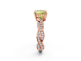 Rose gold Fancy Yellow Princess  Cut Twisted Pavé Band Solitaire Ring with Four-Prong Setting_2