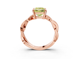 Rose gold Fancy Yellow Princess  Cut Twisted Pavé Band Solitaire Ring with Four-Prong Setting_3