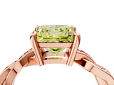 Rose gold Fancy Yellow Princess  Cut Twisted Pavé Band Solitaire Ring with Four-Prong Setting_4