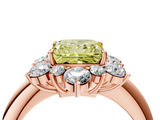 Rose gold Fancy Yellow Princess  Diamond Cluster Halo Ring with Solitaire Band and Four-Prong Setting_4