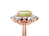 Rose gold Fancy Yellow Princess  Diamond Cluster Halo Ring with Solitaire Band and Four-Prong Setting_5