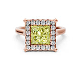 Rose gold Fancy Yellow Princess  Diamond Cluster Halo Solitaire with Four-Prong Setting_23