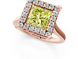 Rose gold Fancy Yellow Princess  Diamond Cluster Halo Solitaire with Four-Prong Setting_24