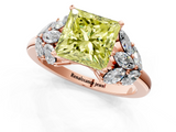 Rose gold Fancy Yellow Princess  Diamond Cluster Leaf Design Ring with Prong Setting_1