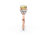 Rose gold Fancy Yellow Princess  Diamond Cluster Leaf Design Ring with Prong Setting_2