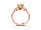 Rose gold Fancy Yellow Princess  Diamond Cluster Leaf Design Ring with Prong Setting_3