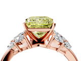 Rose gold Fancy Yellow Princess  Diamond Cluster Leaf Design Ring with Prong Setting_4