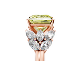 Rose gold Fancy Yellow Princess  Diamond Cluster Leaf Design Ring with Prong Setting_5
