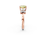 Rose gold Fancy Yellow Princess  Diamond Floral Cluster Ring with Solitaire Band and Prong Setting_2