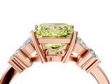 Rose gold Fancy Yellow Princess  Diamond Floral Cluster Ring with Solitaire Band and Prong Setting_4