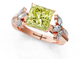 Rose gold Fancy Yellow Princess  Diamond Floral Vine Solitaire Engagement Ring_1