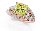 Rose gold Fancy Yellow Princess  Diamond Halo Ring with Marquise and Pavé Band in Prong Setting_1