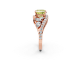 Rose gold Fancy Yellow Princess  Diamond Halo Ring with Marquise and Pavé Band in Prong Setting_2