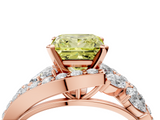 Rose gold Fancy Yellow Princess  Diamond Halo Ring with Marquise and Pavé Band in Prong Setting_4