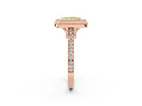 Rose gold Fancy Yellow Princess  Diamond Halo Ring with Milgrain Frame and Pavé Band 2
