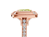 Rose gold Fancy Yellow Princess  Diamond Halo Ring with Milgrain Frame and Pavé Band 5