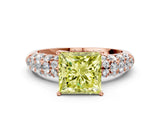 Rose gold Fancy Yellow Princess  Diamond Pavé Band Solitaire Ring with Four-Prong Setting_28