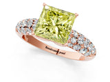 Rose gold Fancy Yellow Princess  Diamond Pavé Band Solitaire Ring with Four-Prong Setting_29