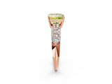 Rose gold Fancy Yellow Princess  Diamond Pavé Band Solitaire Ring with Four-Prong Setting_30