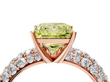 Rose gold Fancy Yellow Princess  Diamond Pavé Band Solitaire Ring with Four-Prong Setting_32