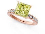 Rose gold Fancy Yellow Princess  Diamond Pavé Band Solitaire with Four-Prong Setting_1
