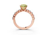 Rose gold Fancy Yellow Princess  Diamond Pavé Band Solitaire with Four-Prong Setting_3