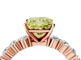 Rose gold Fancy Yellow Princess  Diamond Pavé Band Solitaire with Four-Prong Setting_4