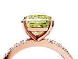 Rose gold Fancy Yellow Princess  Diamond Pavé Band Solitaire with Four-Prong Setting_4