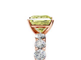 Rose gold Fancy Yellow Princess  Diamond Pavé Band Solitaire with Four-Prong Setting_5