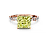 Rose gold Fancy Yellow Princess  Diamond Pavé Band with Six-Prong Setting_15