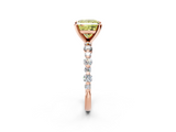 Rose gold Fancy Yellow Princess  Diamond Prong Set Engagement Ring with Pave Band_2