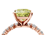 Rose gold Fancy Yellow Princess  Diamond Prong Set Engagement Ring with Pave Band_4