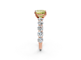 Rose gold Fancy Yellow Princess  Diamond Prong Setting with Side Stones on a Pave Band_2