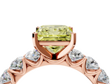 Rose gold Fancy Yellow Princess  Diamond Prong Setting with Side Stones on a Pave Band_4