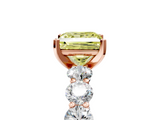 Rose gold Fancy Yellow Princess  Diamond Prong Setting with Side Stones on a Pave Band_5
