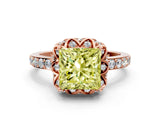 Rose gold Fancy Yellow Princess  Diamond Solitaire Ring with Shared Prong Pavé Band_17