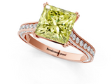 Rose gold Fancy Yellow Princess  Diamond Solitaire with Pave Band and Six-Prong Setting_1