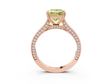 Rose gold Fancy Yellow Princess  Diamond Solitaire with Pave Band and Six-Prong Setting_3