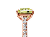 Rose gold Fancy Yellow Princess  Diamond Solitaire with Pave Band and Six-Prong Setting_5