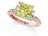 Rose gold Fancy Yellow Princess  Diamond Three-Stone Pave Band with Four-Prong Setting_1