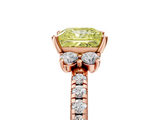 Rose gold Fancy Yellow Princess  Diamond Three-Stone Pave Band with Four-Prong Setting_5