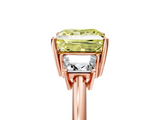 Rose gold Fancy Yellow Princess  Diamond Three-Stone Ring with Trapezoid Side Stones and Prong Setting_5
