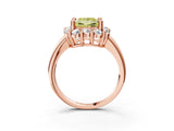 Rose gold Fancy Yellow Princess  Halo Cluster Diamond Engagement Ring with Prong Setting and Polished Band_48