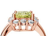 Rose gold Fancy Yellow Princess  Halo Cluster Diamond Engagement Ring with Prong Setting and Polished Band_61