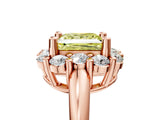 Rose gold Fancy Yellow Princess  Halo Cluster Diamond Engagement Ring with Prong Setting and Polished Band_62