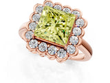 Rose gold Fancy Yellow Princess  Halo Cluster Diamond Engagement Ring with Solitaire Band and Prong Setting_30