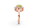 Rose gold Fancy Yellow Princess  Halo Cluster Diamond Engagement Ring with Solitaire Band and Prong Setting_31
